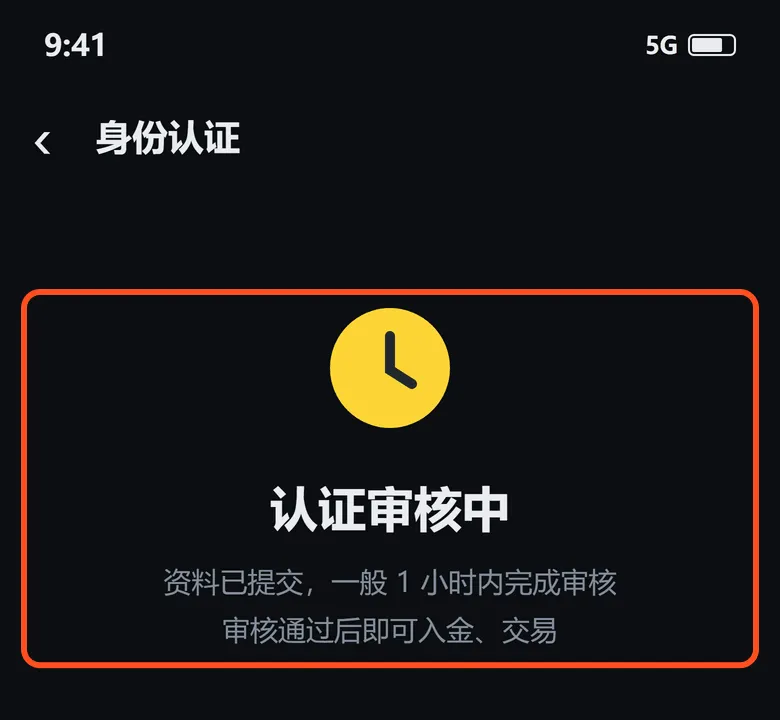 认证审核中:资料已提交,一般 1 小时内完成审核